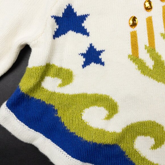 Whoopi Goldberg Hanukkah Octopus Sweater Women XL Jeweled Ugly Christmas Menorah - Picture 6 of 11